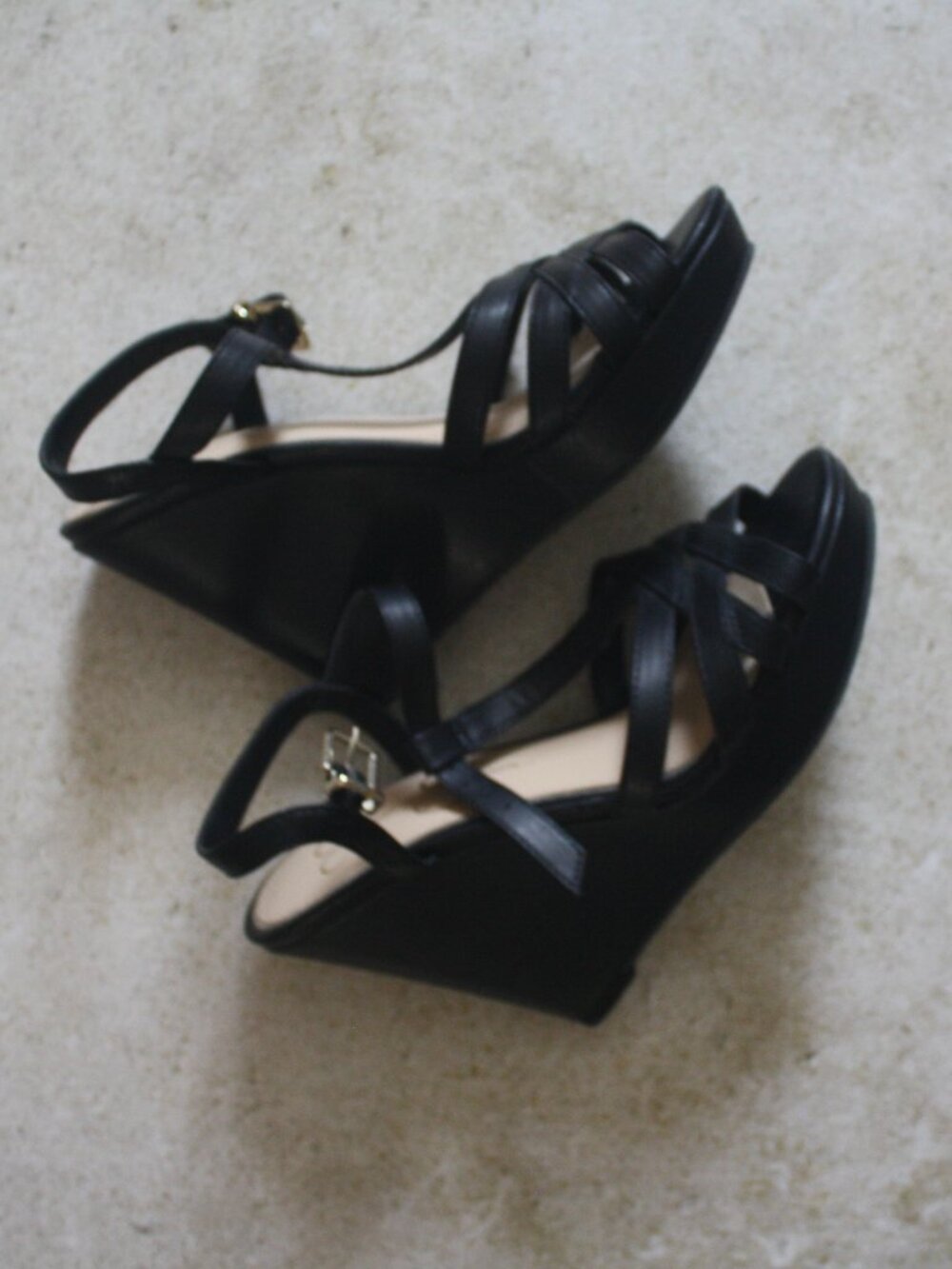 Strappy Sexy Black Platform Wedge Heels - Picture 2 of 4